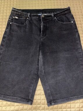 DG2 by Diane Gilman Black Denim Bermuda Shorts Size 12